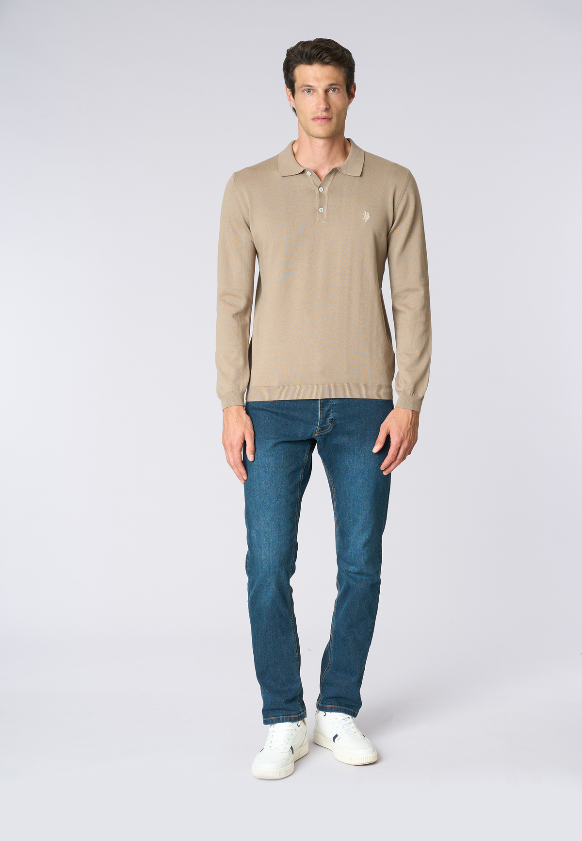 Polo shirt knit in cotone a maniche lunghe