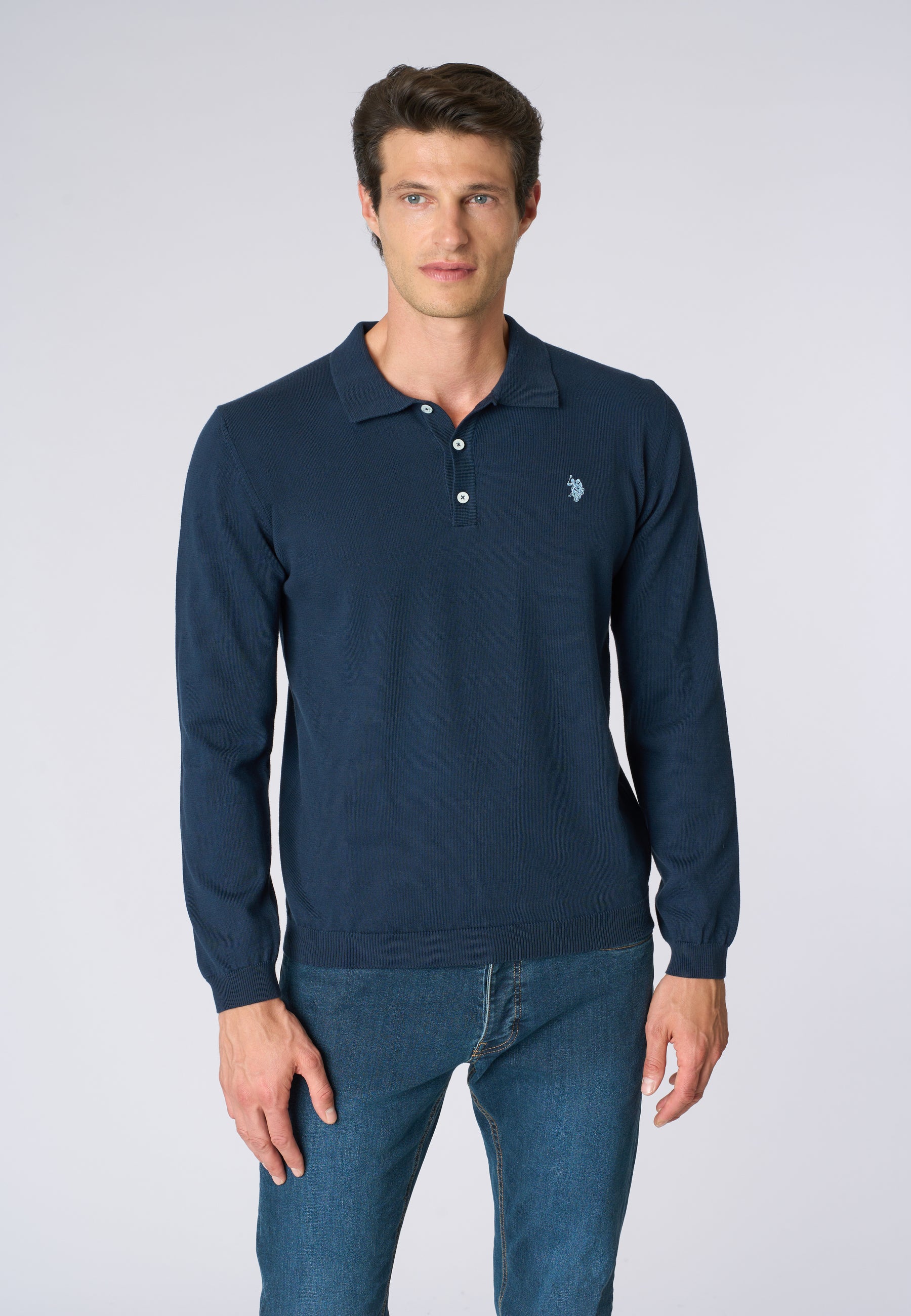Polo shirt knit in cotone a maniche lunghe