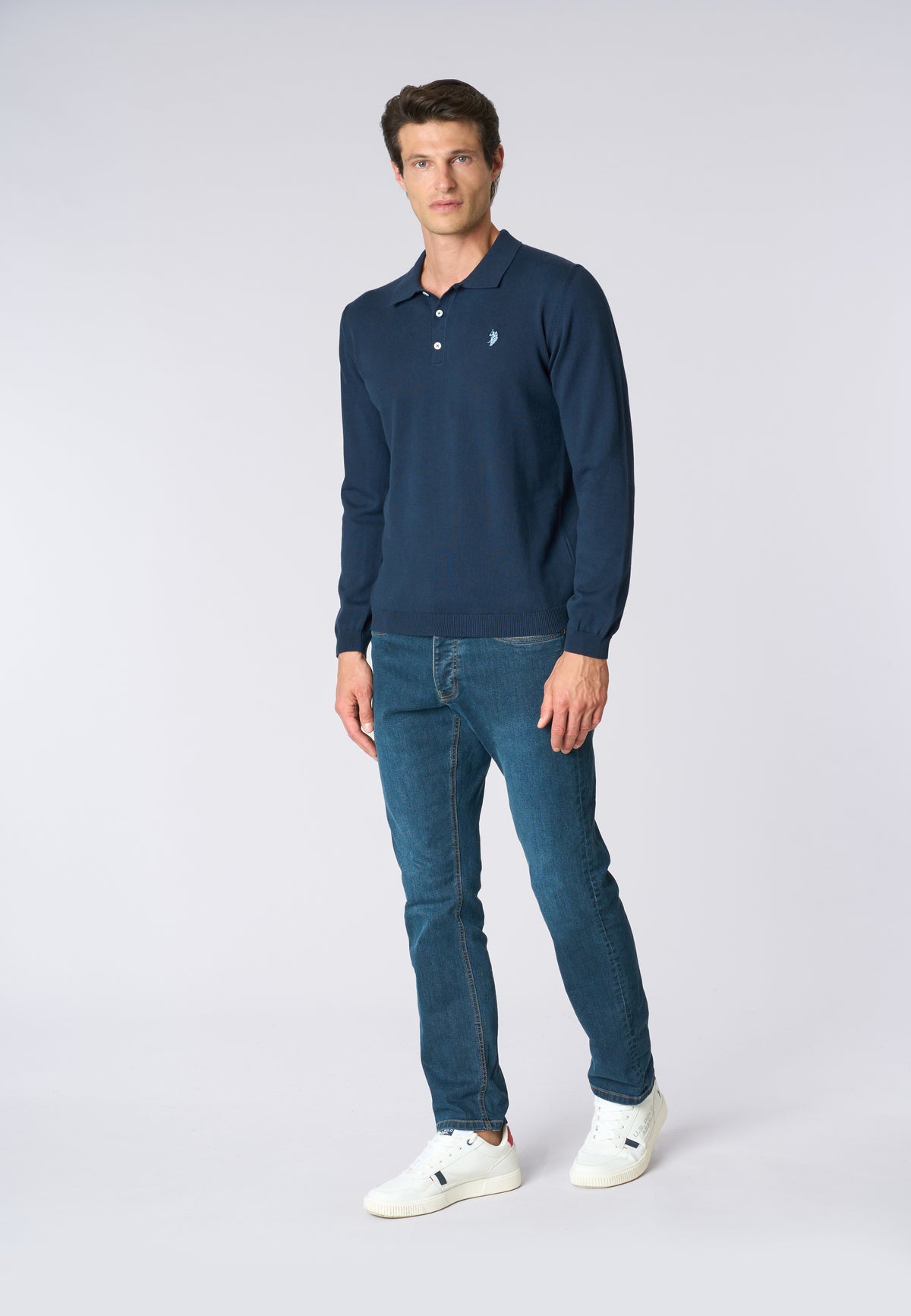 Polo shirt knit in cotone a maniche lunghe