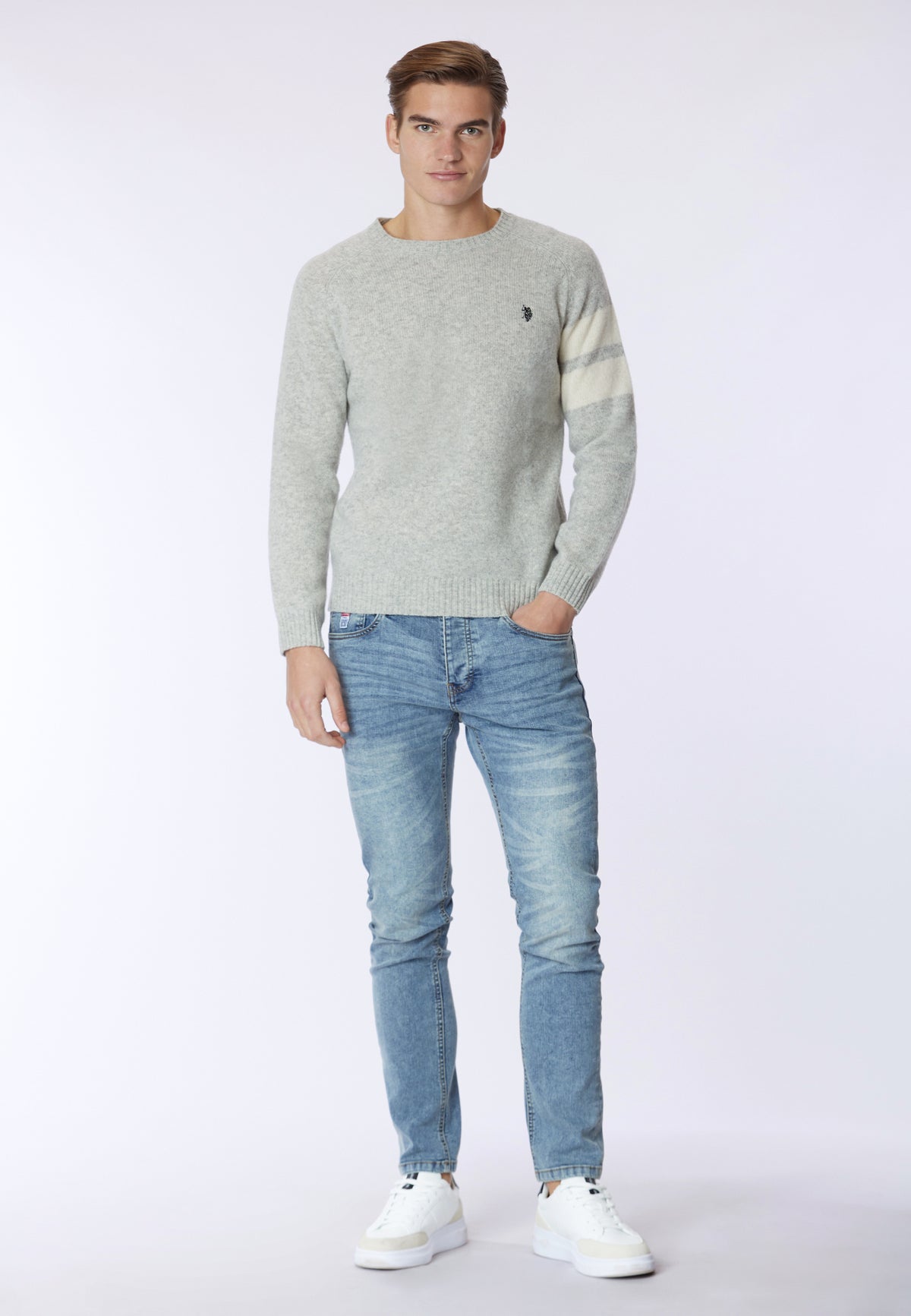 Maglia girocollo in lana shetland