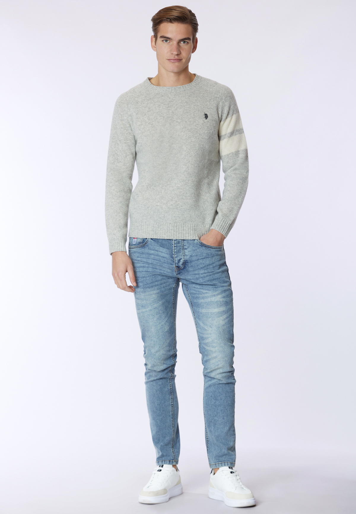 Maglia girocollo in lana shetland