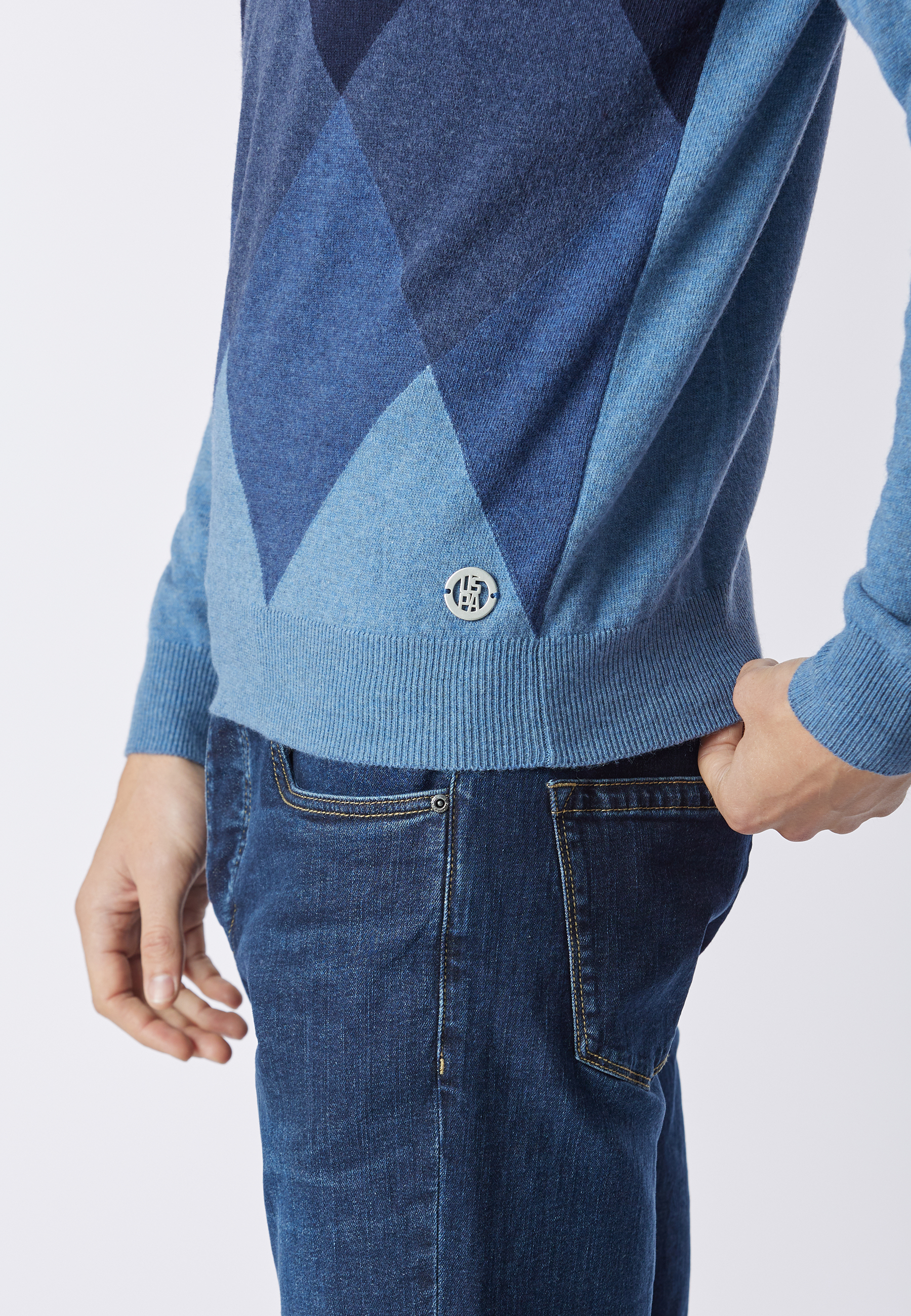 Maglia girocollo motivo quadri