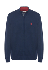 Maglia cotone e cashmere collo a lupetto e chiusura zip
