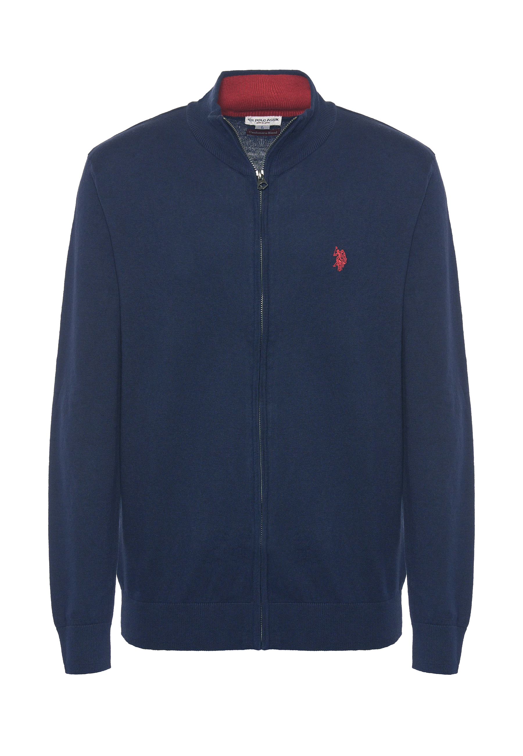 Maglia cotone e cashmere collo a lupetto e chiusura zip