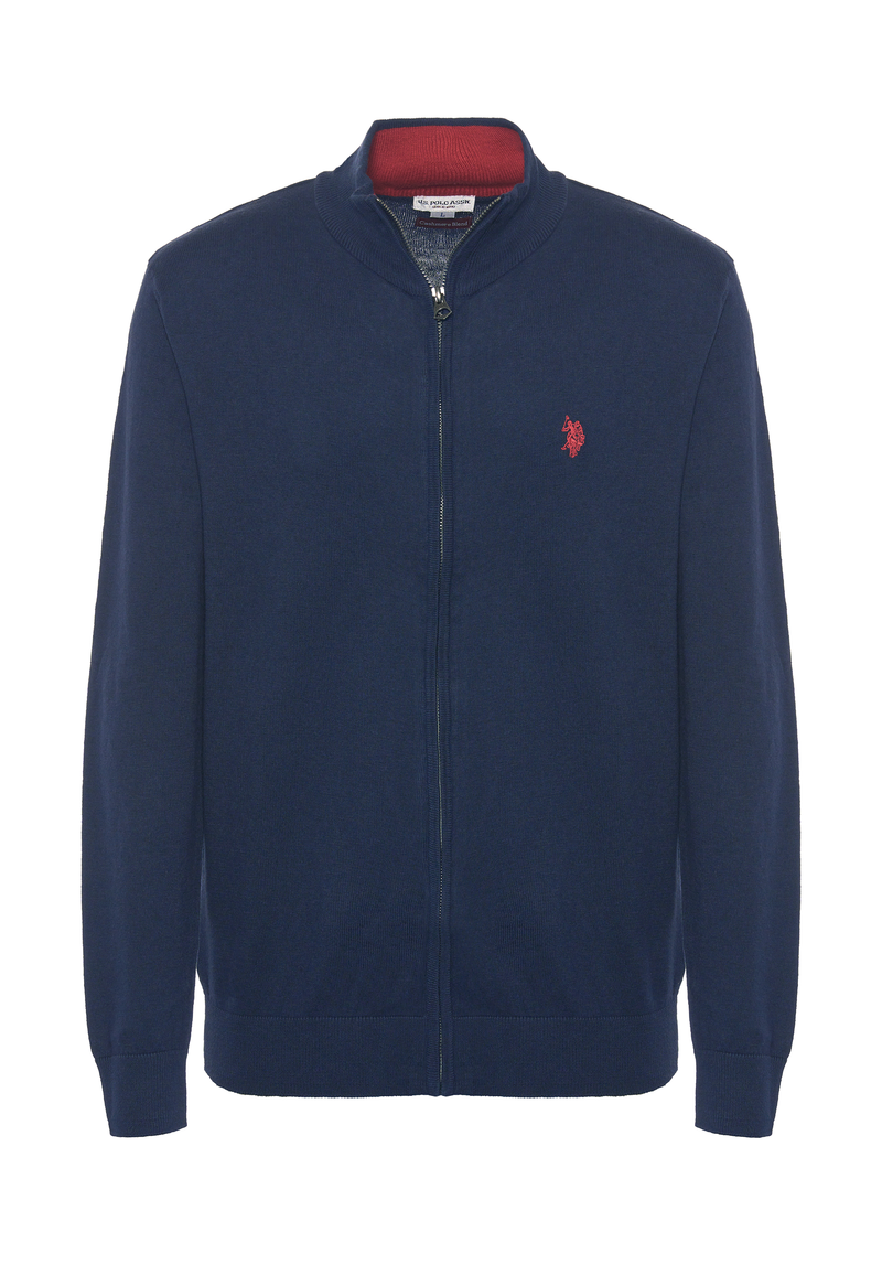 Maglia cotone e cashmere collo a lupetto e chiusura zip