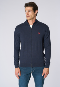 Maglia cotone e cashmere collo a lupetto e chiusura zip