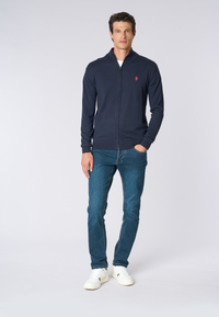 Maglia cotone e cashmere collo a lupetto e chiusura zip