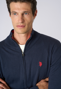 Maglia cotone e cashmere collo a lupetto e chiusura zip