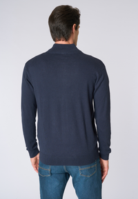 Maglia cotone e cashmere collo a lupetto e chiusura zip