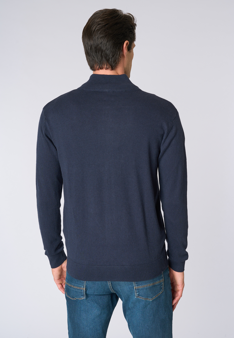 Maglia cotone e cashmere collo a lupetto e chiusura zip
