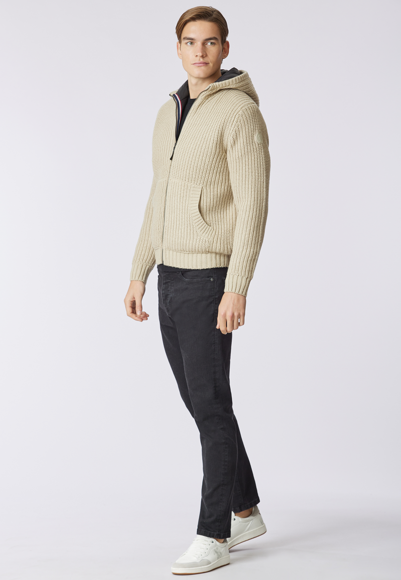 Cardigan con cappuccio e zip