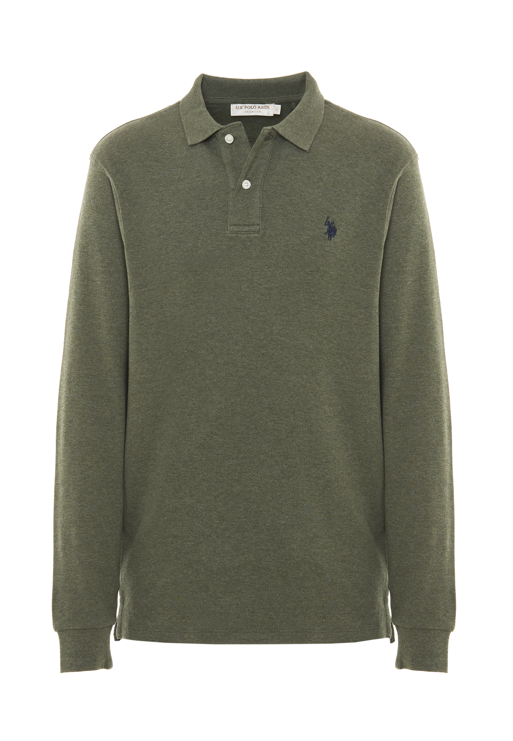 Polo shirt a maniche lunghe in cotone interlock melange