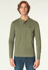 Polo shirt a maniche lunghe in cotone interlock melange