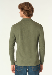Polo shirt a maniche lunghe in cotone interlock melange