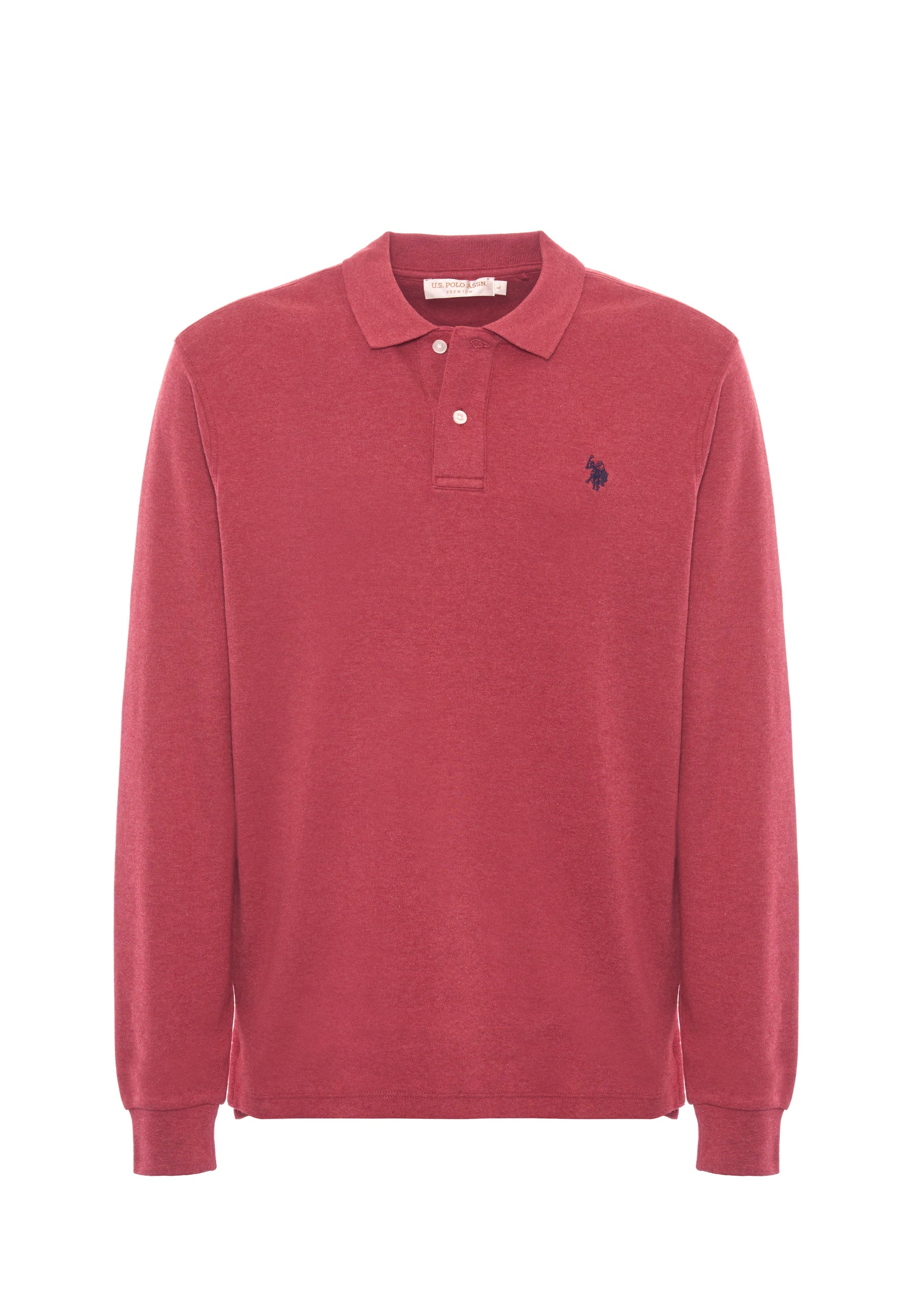 Polo shirt a maniche lunghe in cotone interlock melange