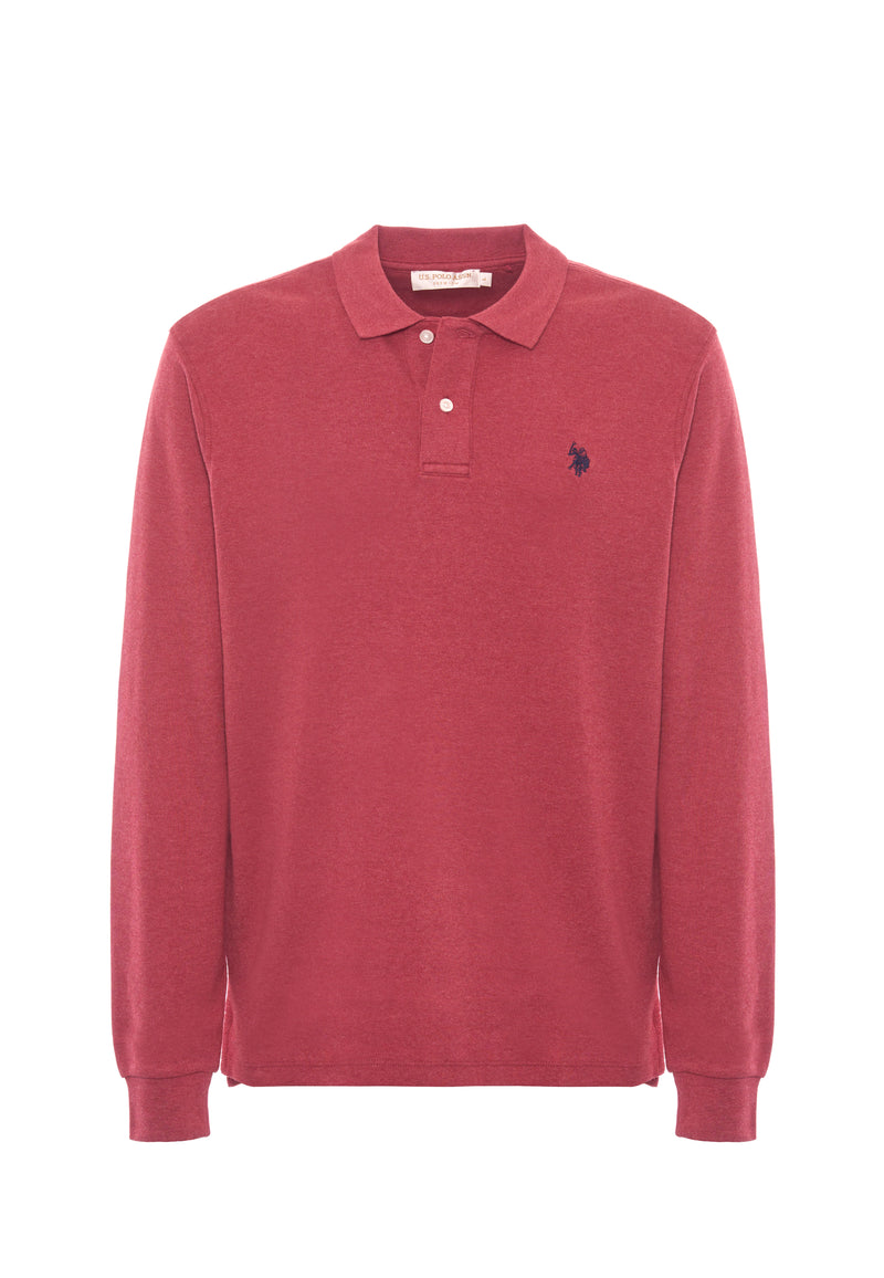 Polo shirt a maniche lunghe in cotone interlock melange