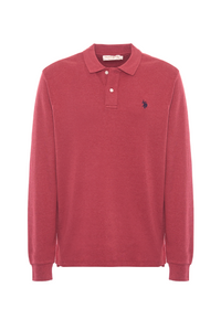 Polo shirt a maniche lunghe in cotone interlock melange