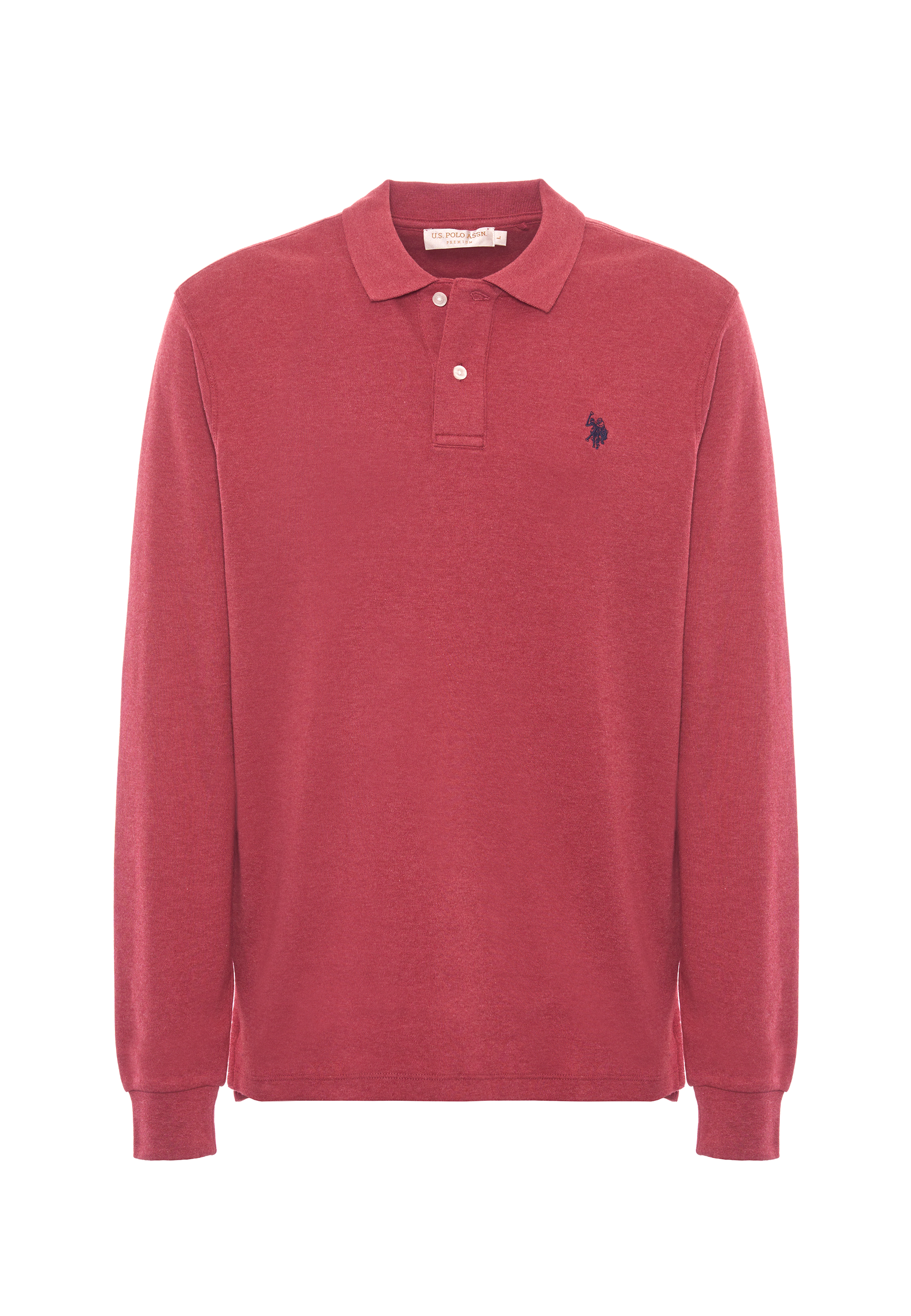 Polo shirt a maniche lunghe in cotone interlock melange