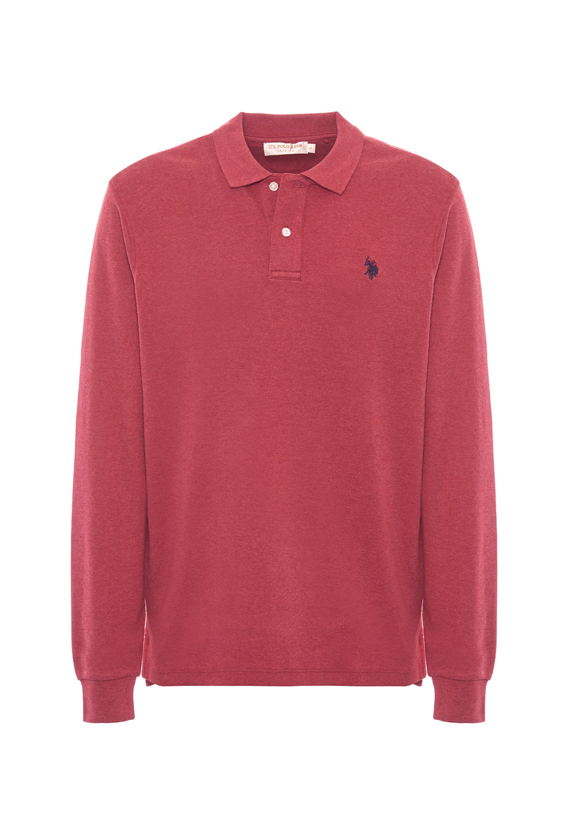 Polo shirt a maniche lunghe in cotone interlock melange