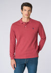 Polo shirt a maniche lunghe in cotone interlock melange