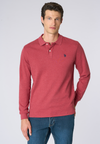 Polo shirt a maniche lunghe in cotone interlock melange