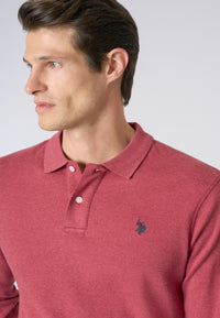 Polo shirt a maniche lunghe in cotone interlock melange