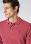 Polo shirt a maniche lunghe in cotone interlock melange