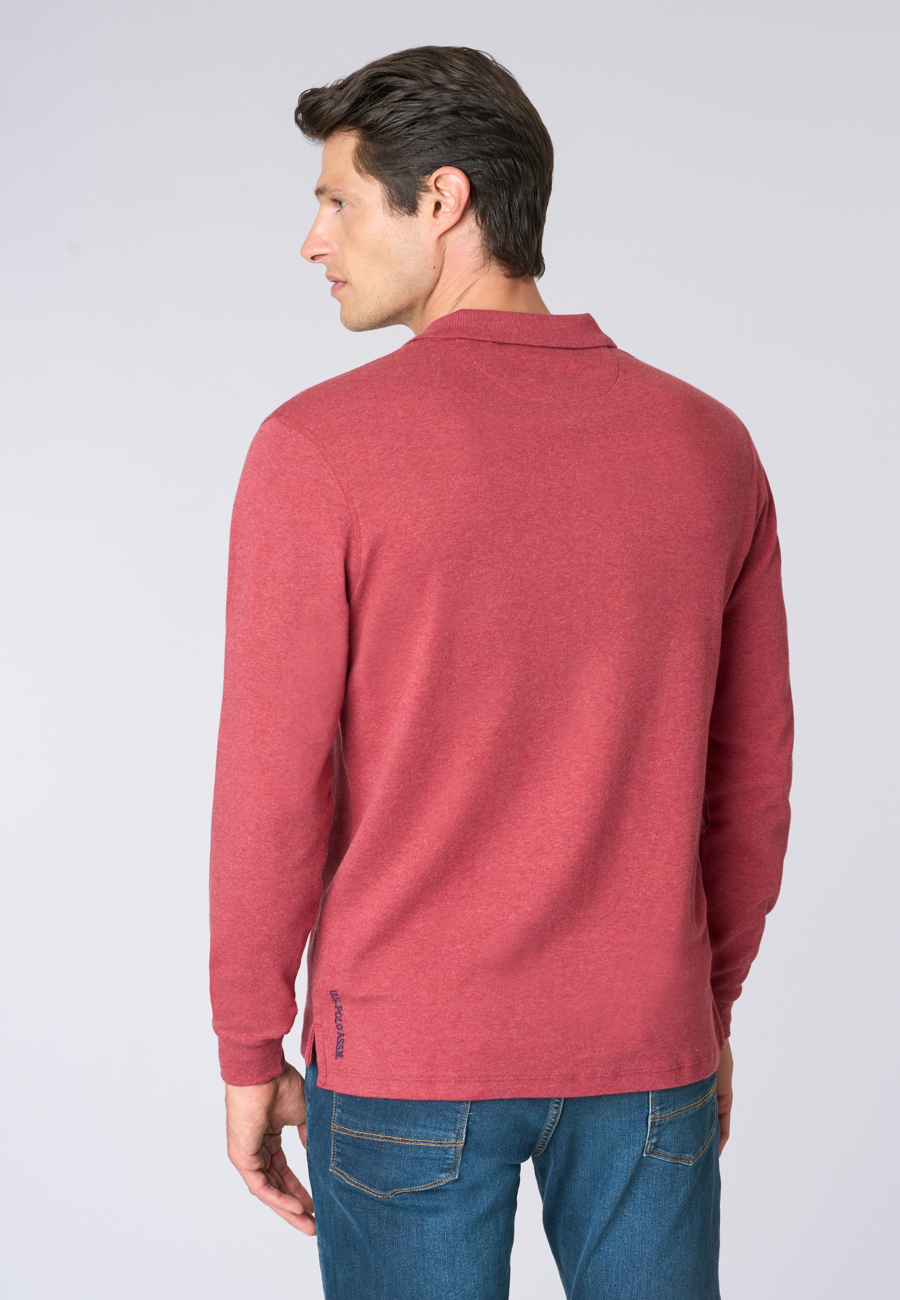 Polo shirt a maniche lunghe in cotone interlock melange