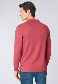 Polo shirt a maniche lunghe in cotone interlock melange