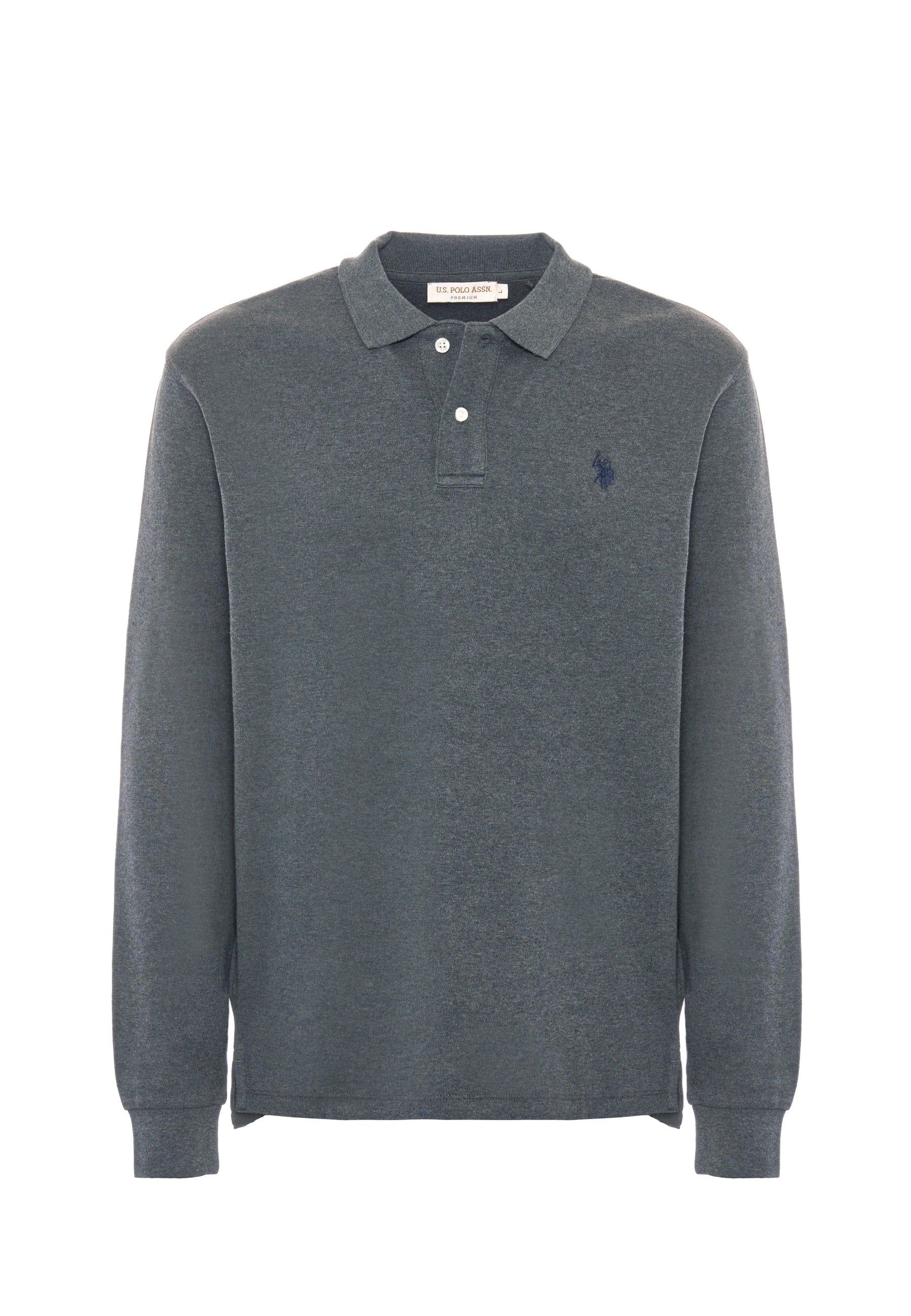 Polo shirt a maniche lunghe in cotone interlock melange