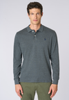 Polo shirt a maniche lunghe in cotone interlock melange
