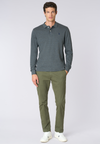 Polo shirt a maniche lunghe in cotone interlock melange