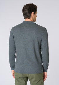 Polo shirt a maniche lunghe in cotone interlock melange