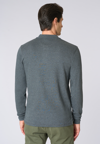 Polo shirt a maniche lunghe in cotone interlock melange