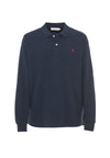 Polo shirt a maniche lunghe in cotone interlock melange