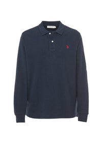 Polo shirt a maniche lunghe in cotone interlock melange