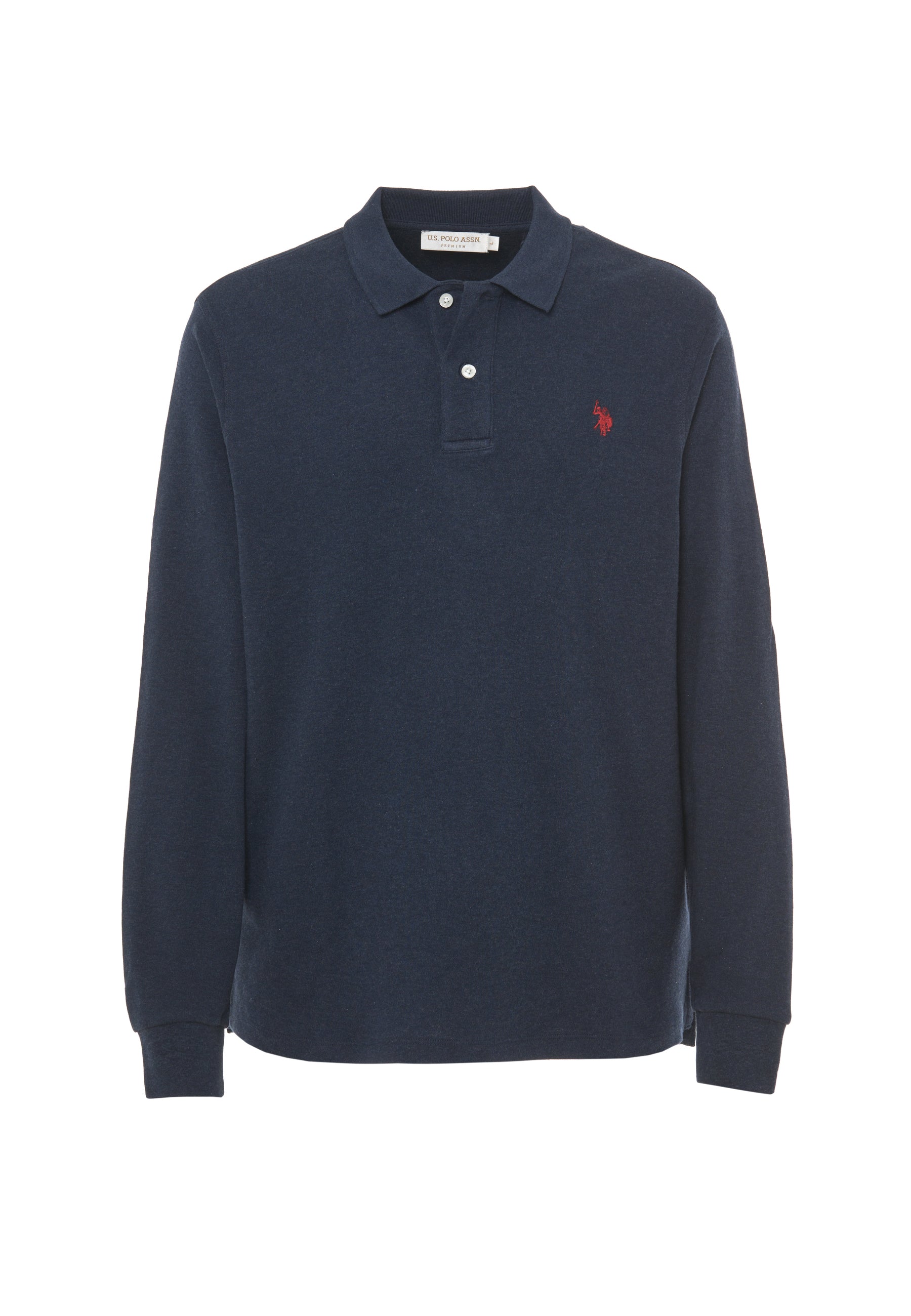 Polo shirt a maniche lunghe in cotone interlock melange