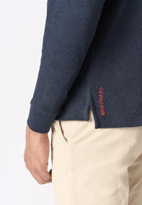 Polo shirt a maniche lunghe in cotone interlock melange
