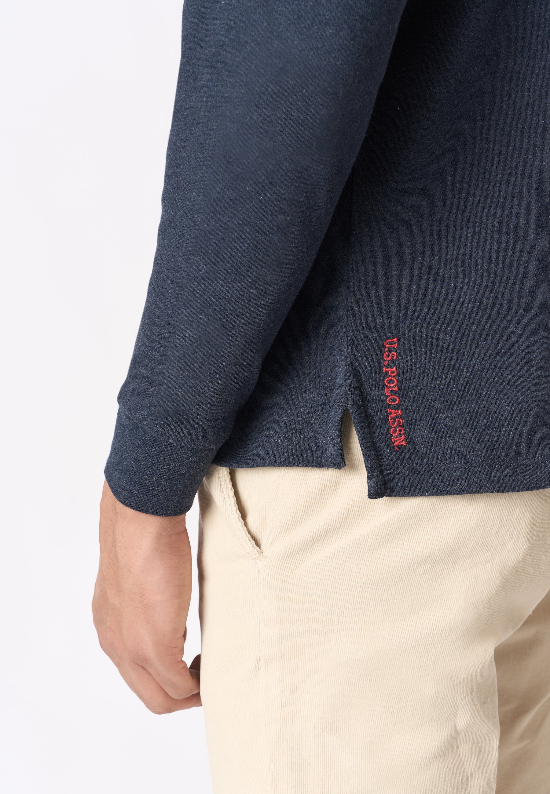 Polo shirt a maniche lunghe in cotone interlock melange