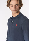 Polo shirt a maniche lunghe in cotone interlock melange