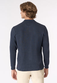 Polo shirt a maniche lunghe in cotone interlock melange