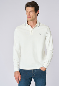 Polo shirt a maniche lunghe in cotone heavy jersey