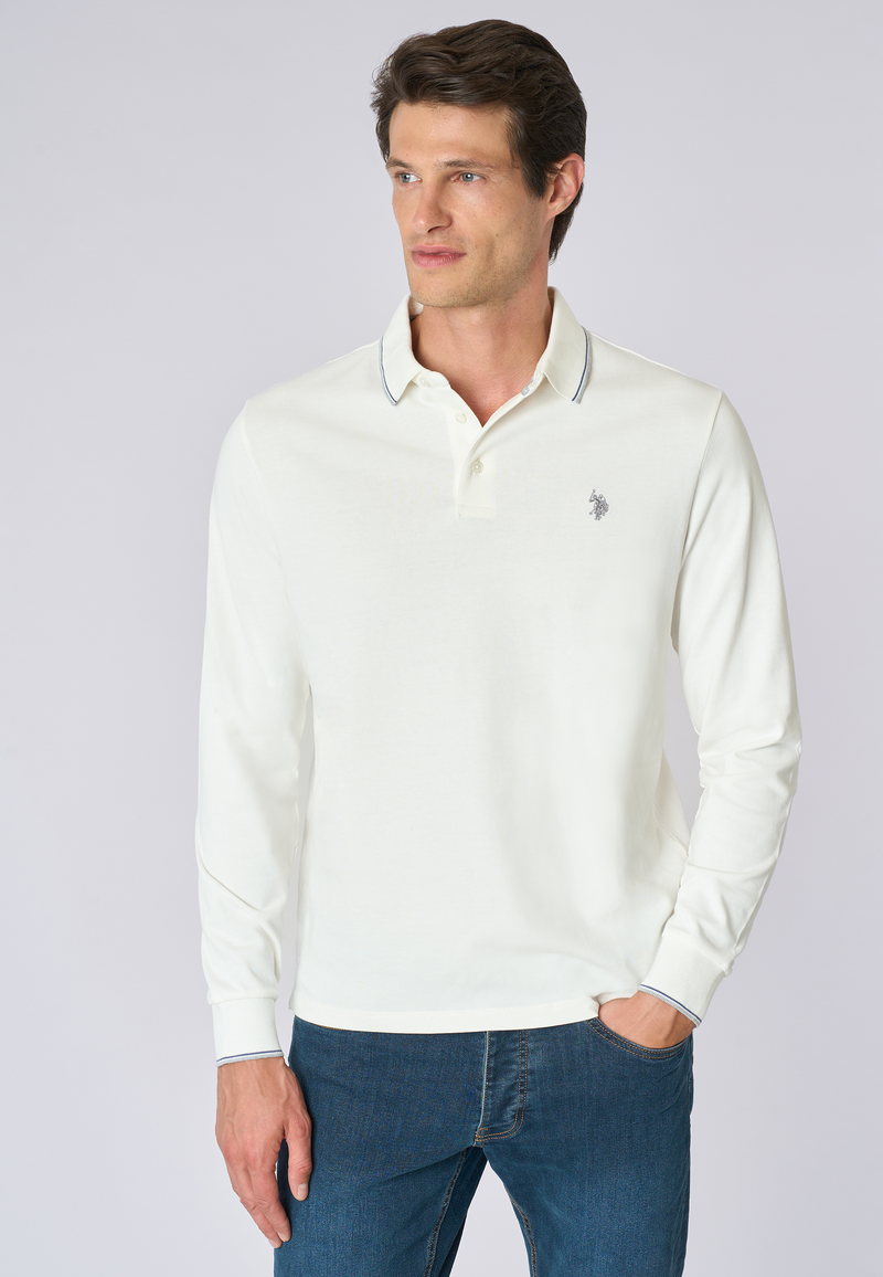 Polo shirt a maniche lunghe in cotone heavy jersey