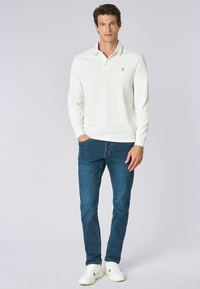 Polo shirt a maniche lunghe in cotone heavy jersey