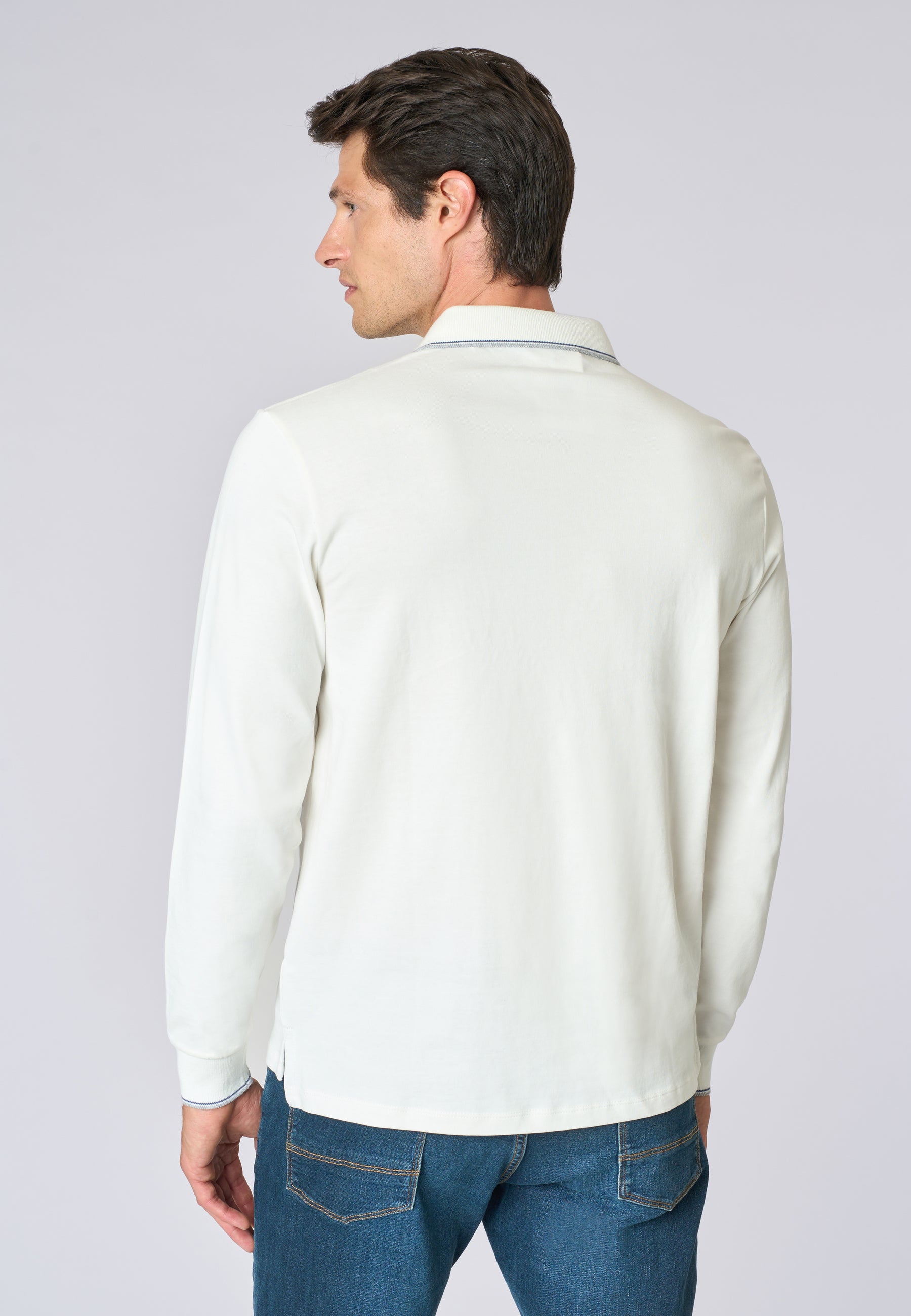 Polo shirt a maniche lunghe in cotone heavy jersey