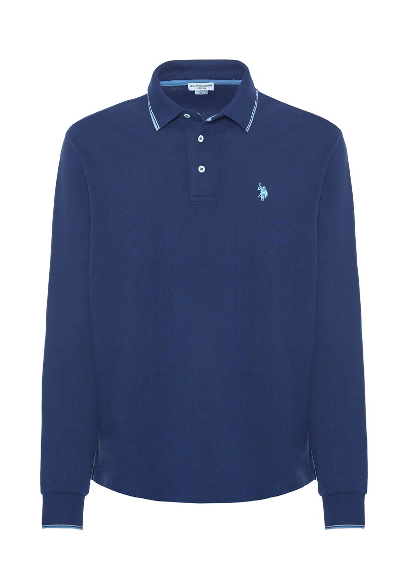 Polo shirt a maniche lunghe in cotone heavy jersey
