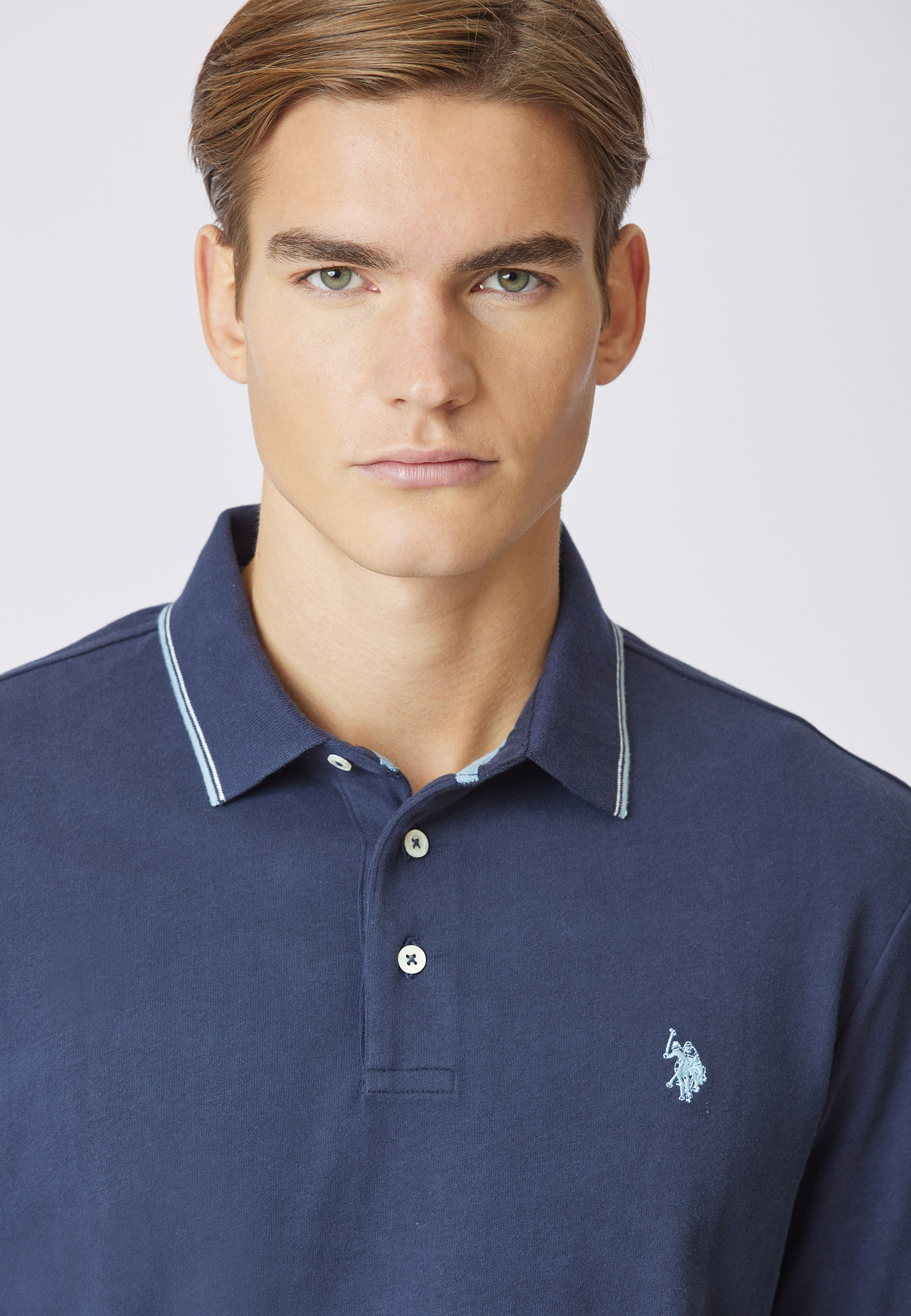 Polo shirt a maniche lunghe in cotone heavy jersey