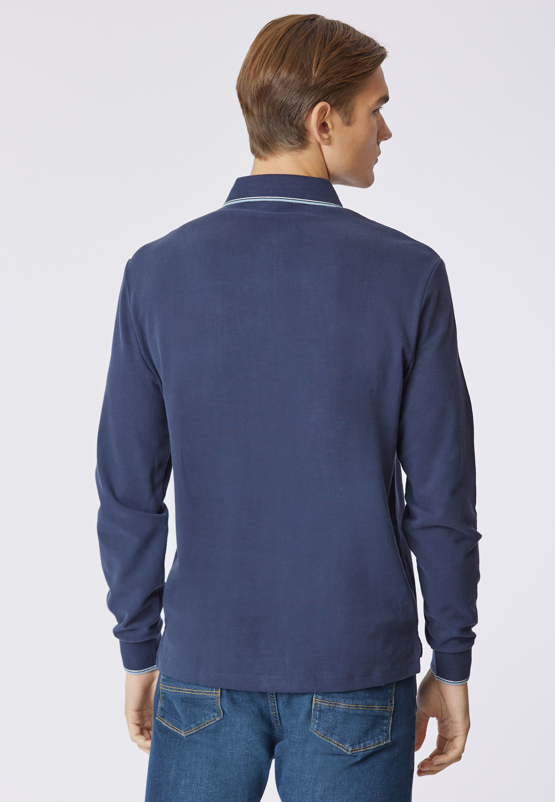 Polo shirt a maniche lunghe in cotone heavy jersey