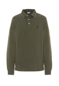 Polo shirt a maniche lunghe in cotone heavy jersey