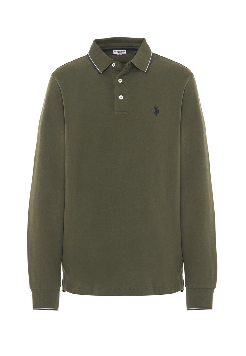 Polo shirt a maniche lunghe in cotone heavy jersey
